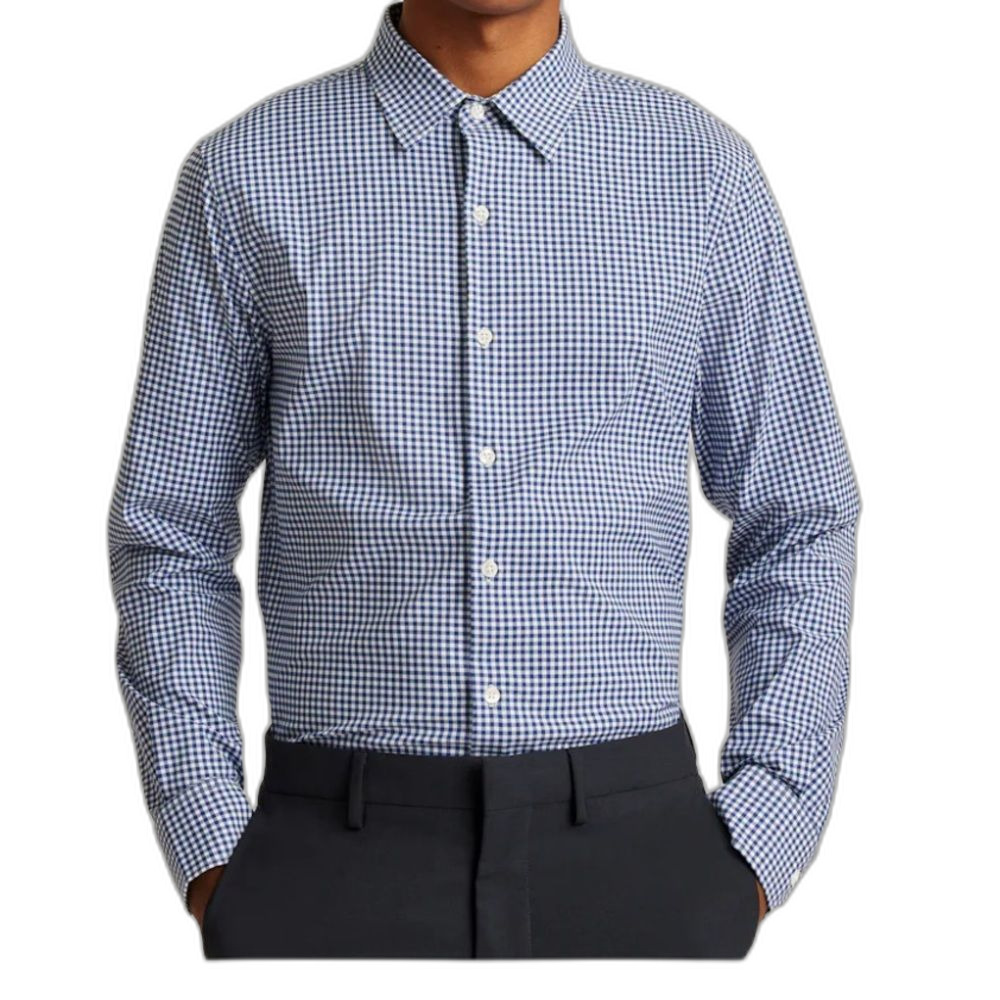 Bonobos Navy White Gingham Check Standard Fit Long Sleeve Button Shirt Size XL